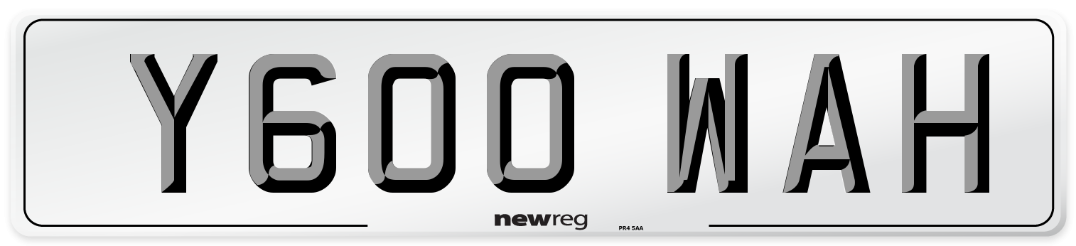 Y600 WAH Number Plate from New Reg